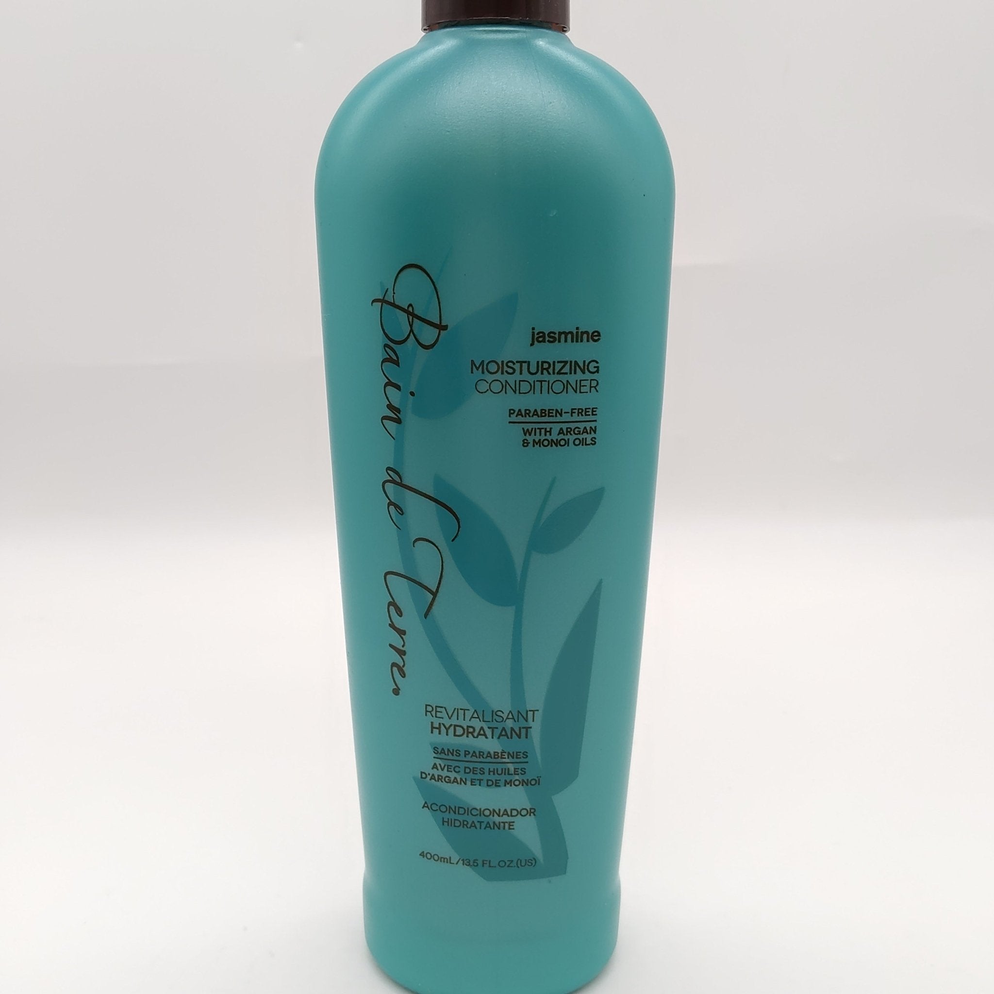 Bain de Terre Jasmine Moisturizing Conditioner in a teal 400ml bottle.