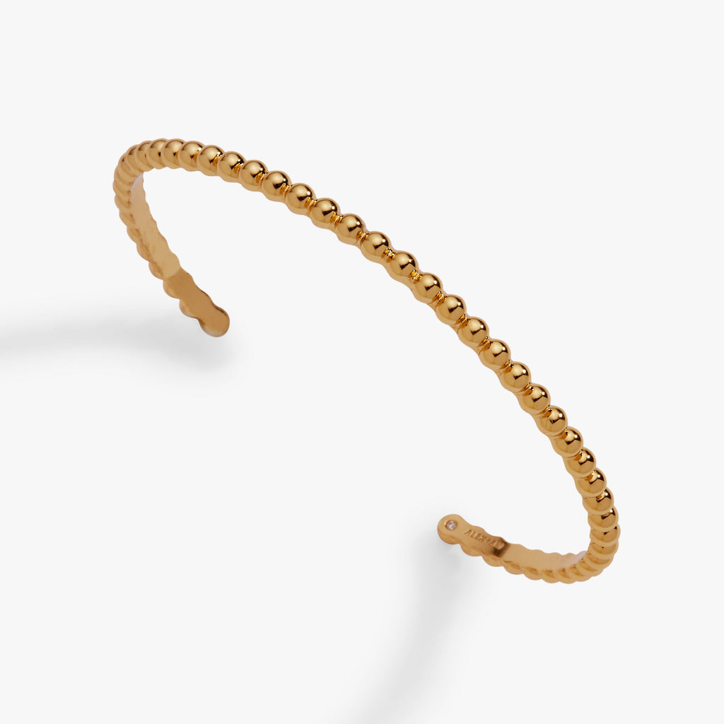 Gold Beaded Textured Cuff Bracelet for Women - Sophisticated Stacking
