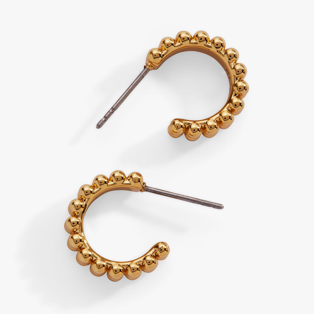 Gold Beaded Huggie Hoop Earrings with Textured Ball Design