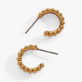 Gold Beaded Huggie Hoop Earrings with Textured Ball Design