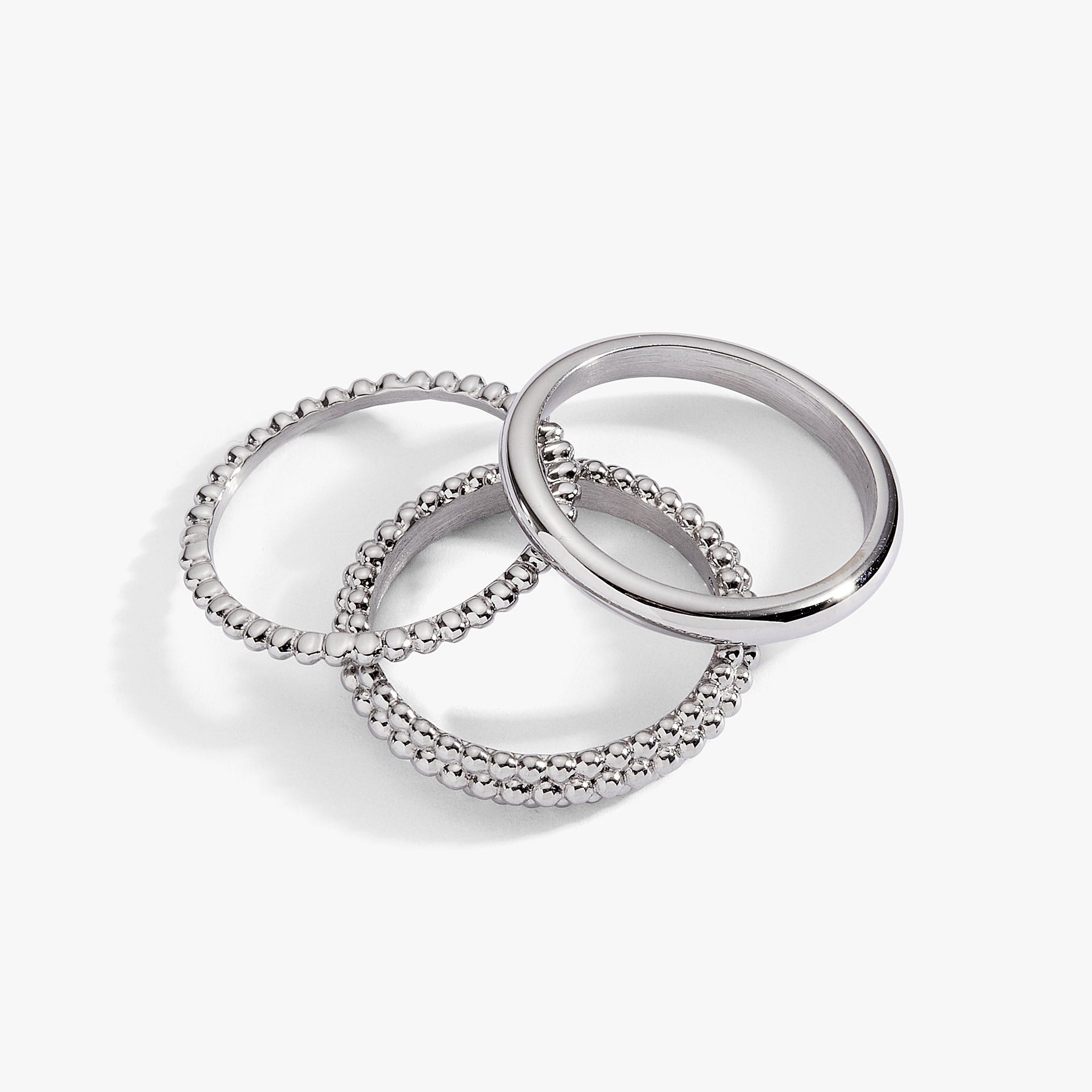 Ball Stacking Ring Set of 3 - Textured & Smooth Mixed Metal Bands