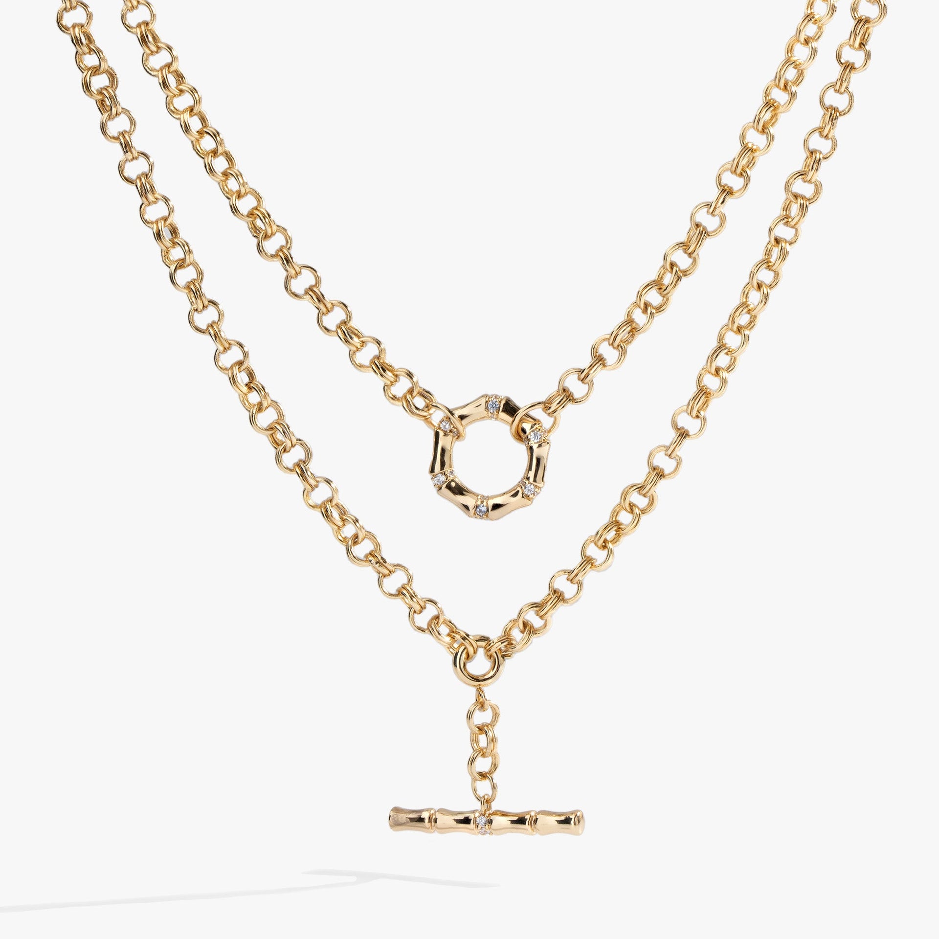 Bamboo Convertible Gold and Silver Layering Necklace or Bracelet