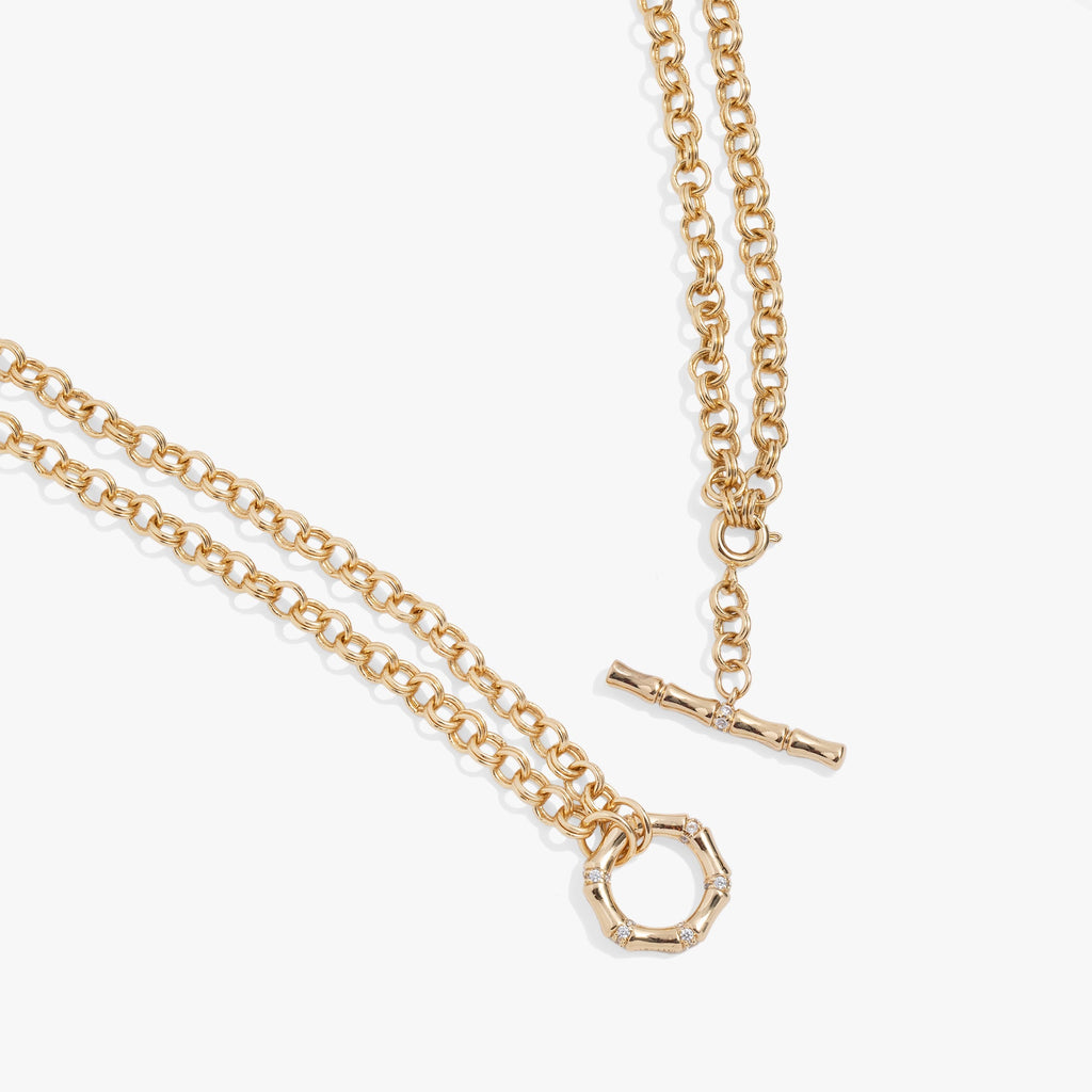 Bamboo Convertible Gold and Silver Layering Necklace or Bracelet