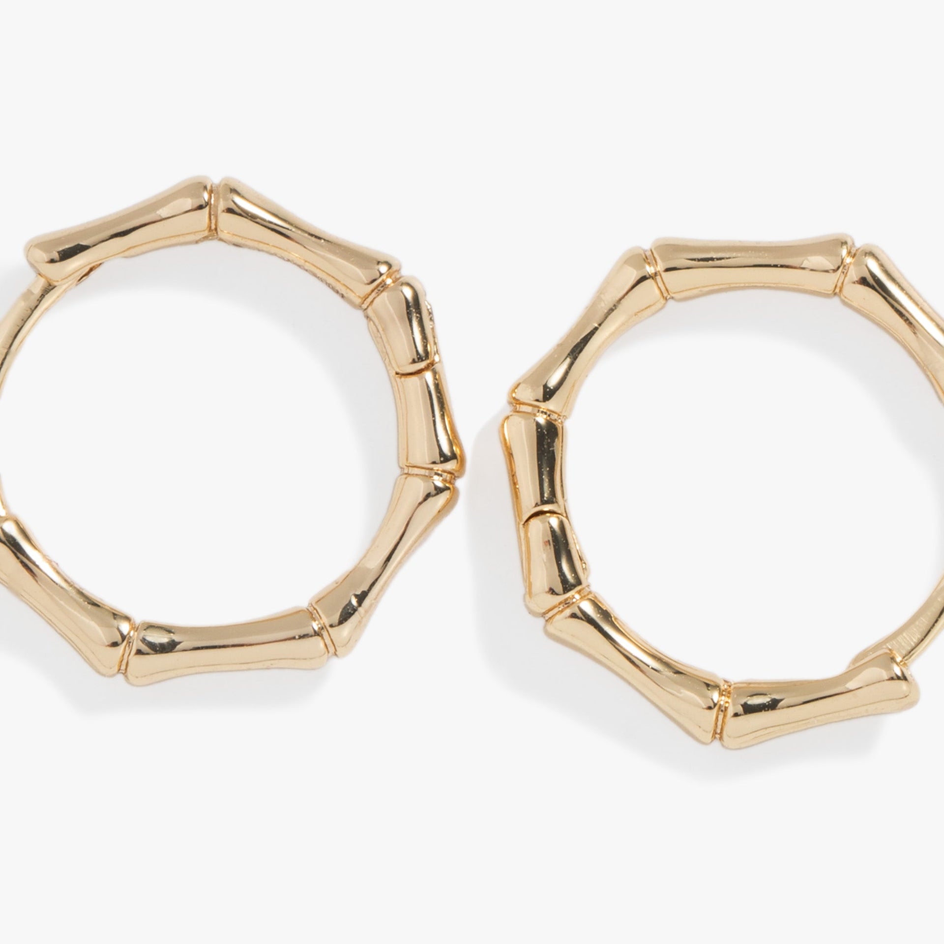 Bamboo Huggie Hoop Earrings with Faceted Crystal Accents