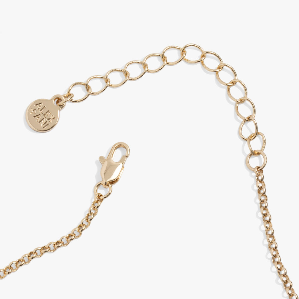 Gold Bamboo Pendant Necklace with Pave Crystals