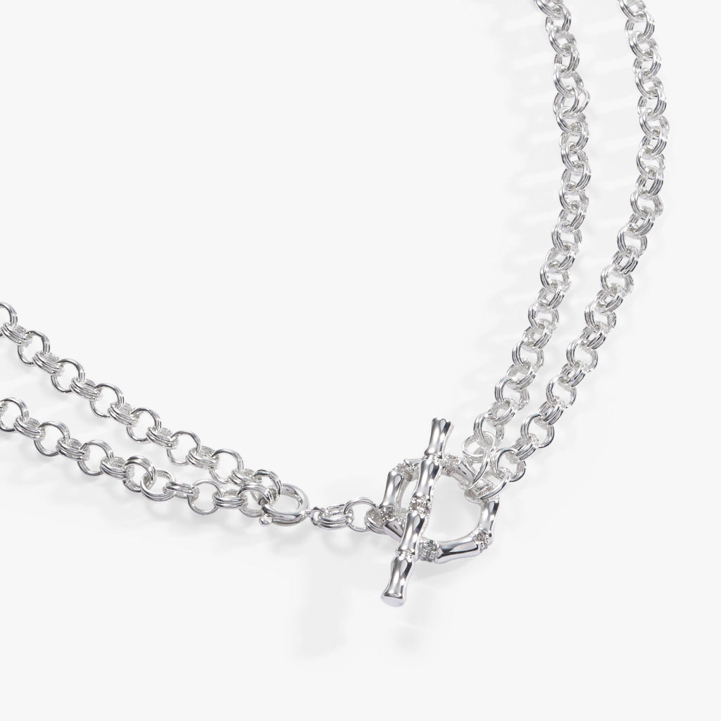 Bamboo Convertible Gold and Silver Layering Necklace or Bracelet