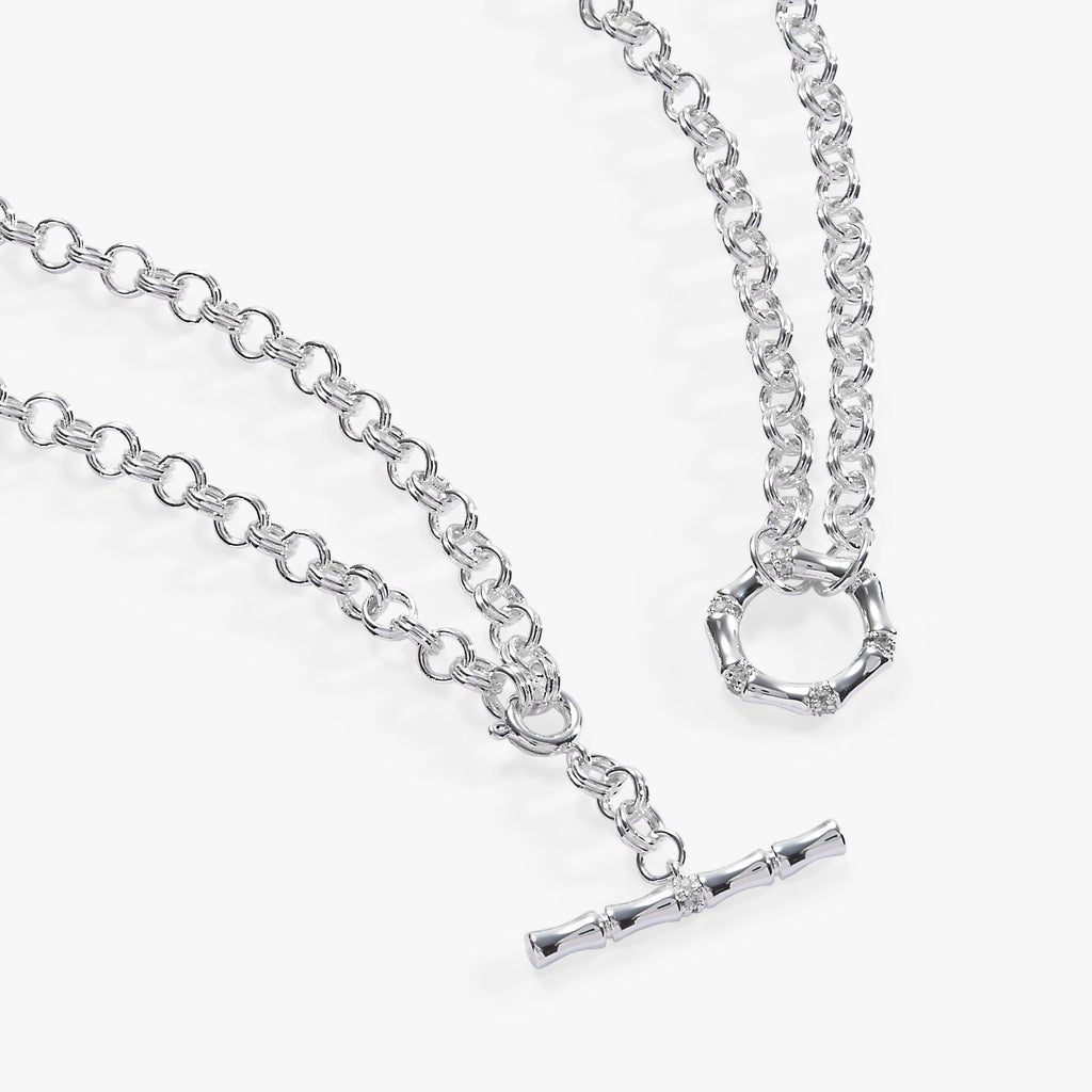 Bamboo Convertible Gold and Silver Layering Necklace or Bracelet