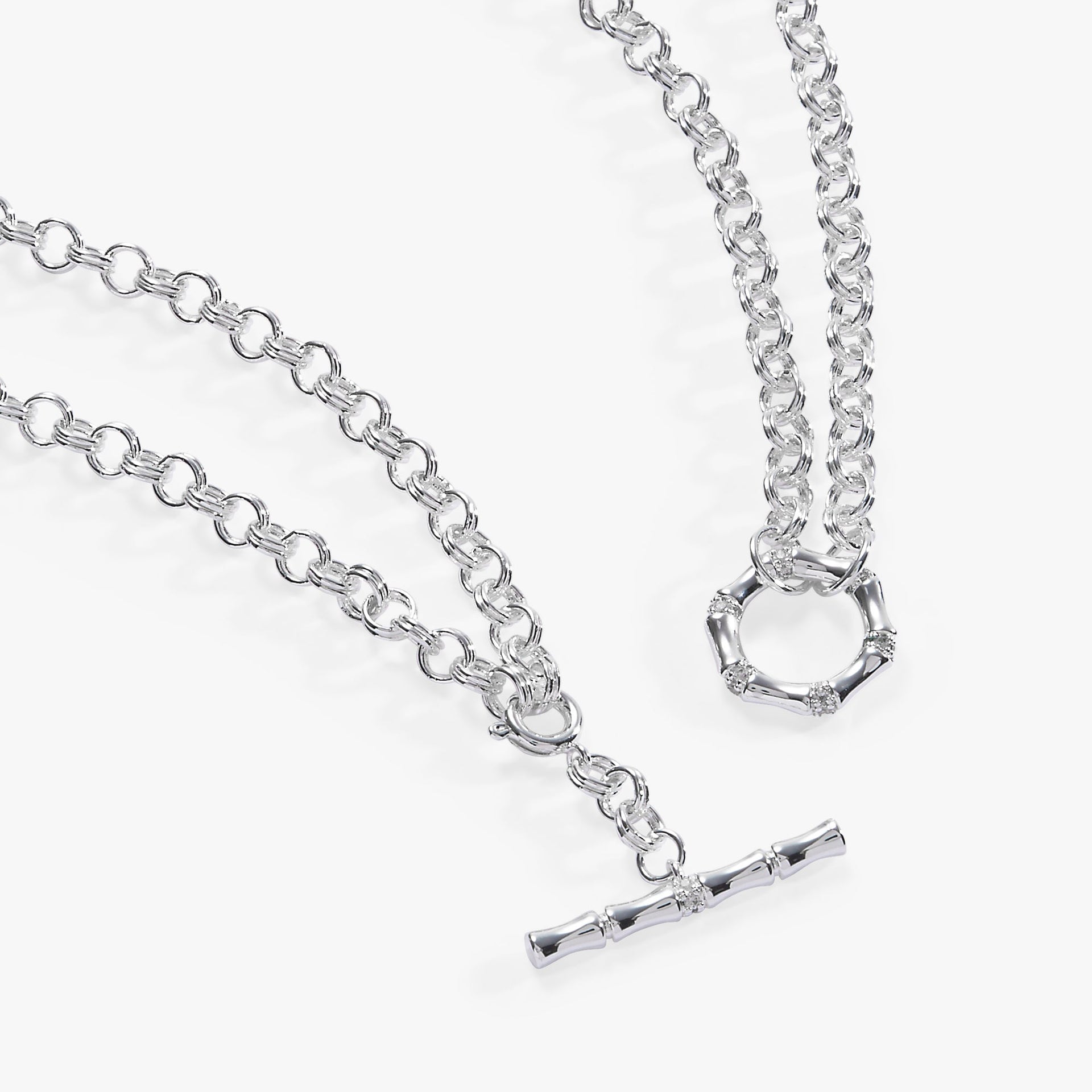 Bamboo Convertible Gold and Silver Layering Necklace or Bracelet