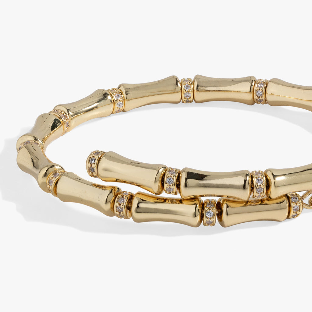 Bamboo Wrap Bracelet with Pave Crystal Spacers