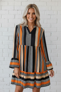 Women's Stripe Polka Dot Ruffle Mini Dress