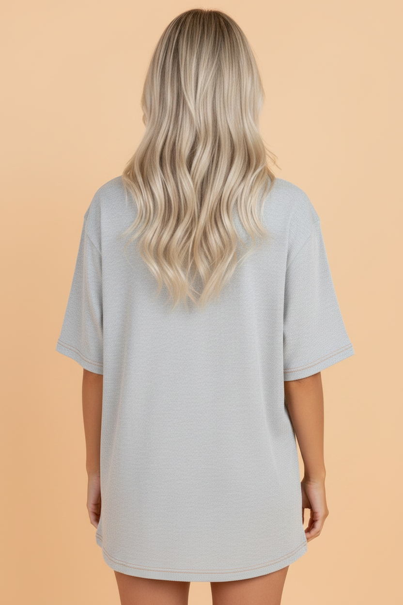 Reversible Contrast Stitching Mock Neck T-Shirt