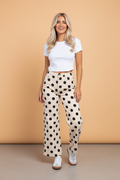 Polka Dot Wide Leg Ankle Length Jeans