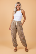 Leopard Star Patch Drawstring Jogger Pants