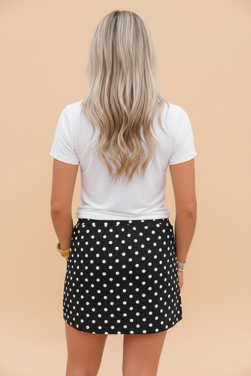 Polka Dot Drawstring Mini Skort
