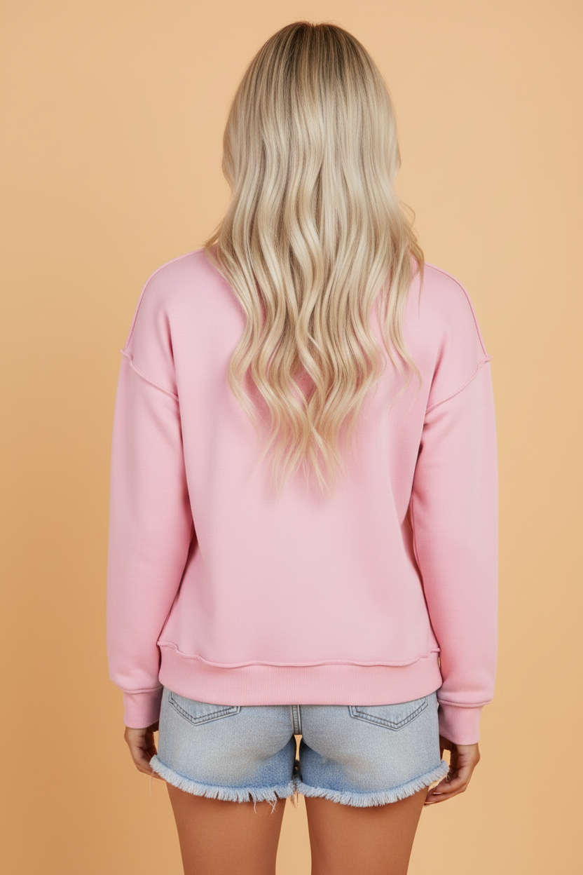 Solid Reversible Mock Neck Oversized Sweatshirt for Women