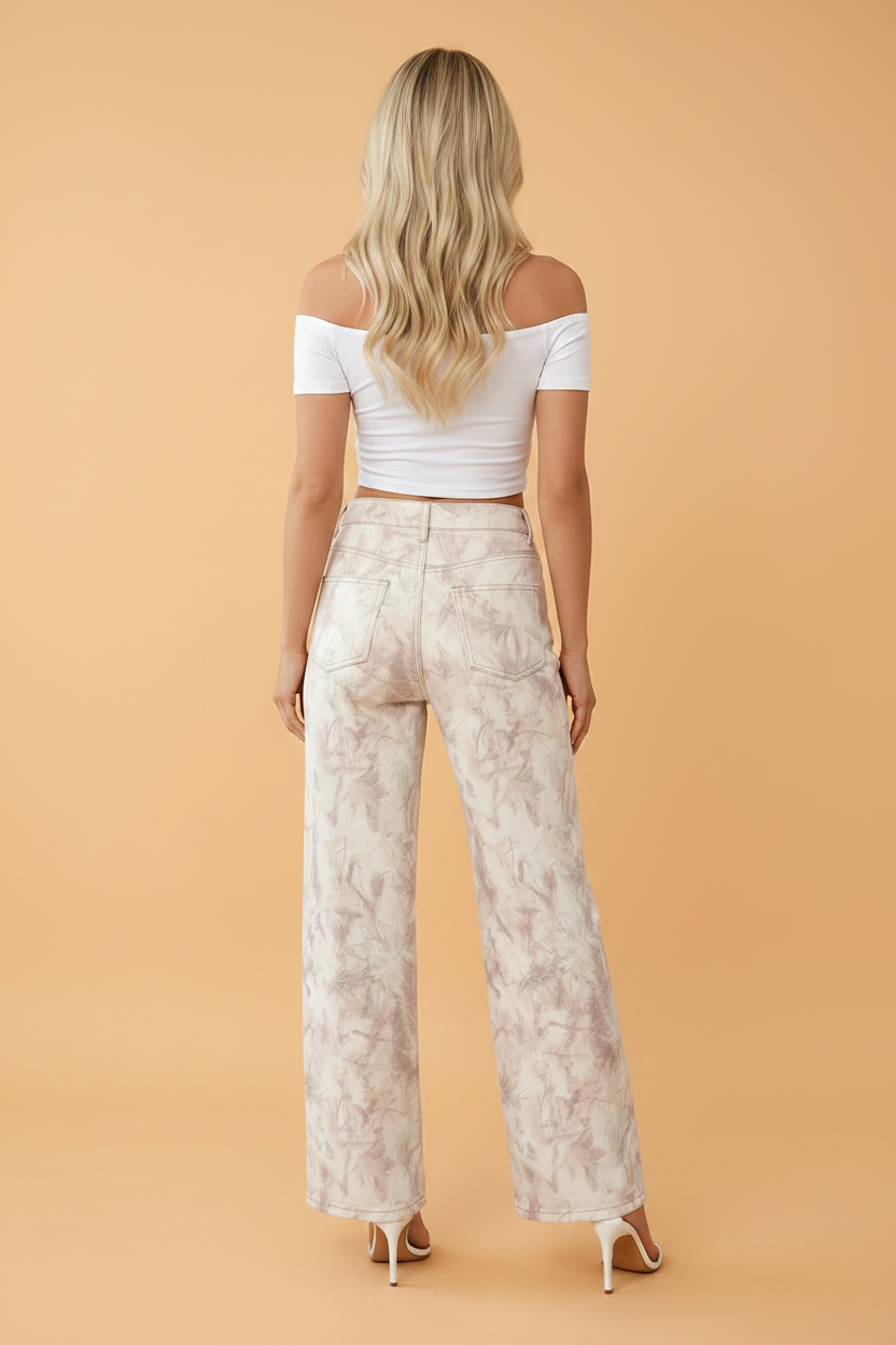 High-Rise Camo Wide Leg Jeans
