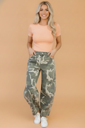 Camo Denim Button Fly Straight Leg Jeans