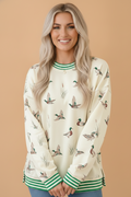 Mallard Stripe Contrast Trim Drop Shoulder Sweatshirt