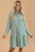 Stripe Long Sleeve Drop Waist Mini Dress