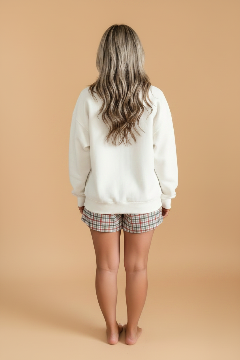 Christmas Merry Plaid Long Sleeve Top & Shorts Set