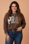Plus Size PRAY Floral Stripe Gingham Patchwork Sweatshirt