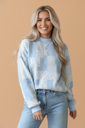 Floral Patchwork Mock Neck Long Sleeve Sweatshirt