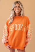 Gingham Oversized Long Sleeve Pullover Sweatshirt