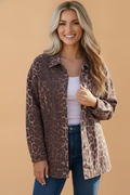 Leopard Denim Patch Pocket Oversized Jacket