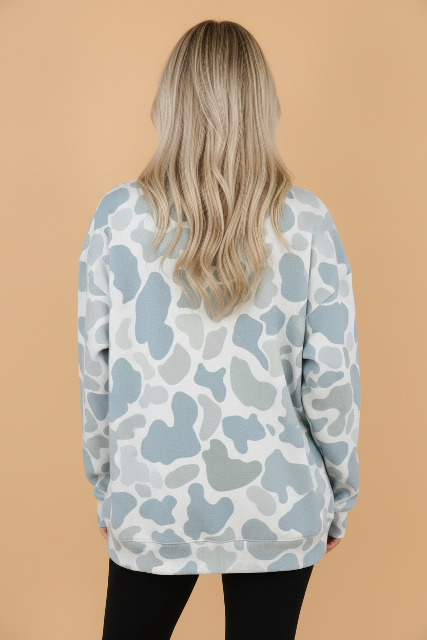 Camo Long Sleeve Mock Neck Sweatshirt