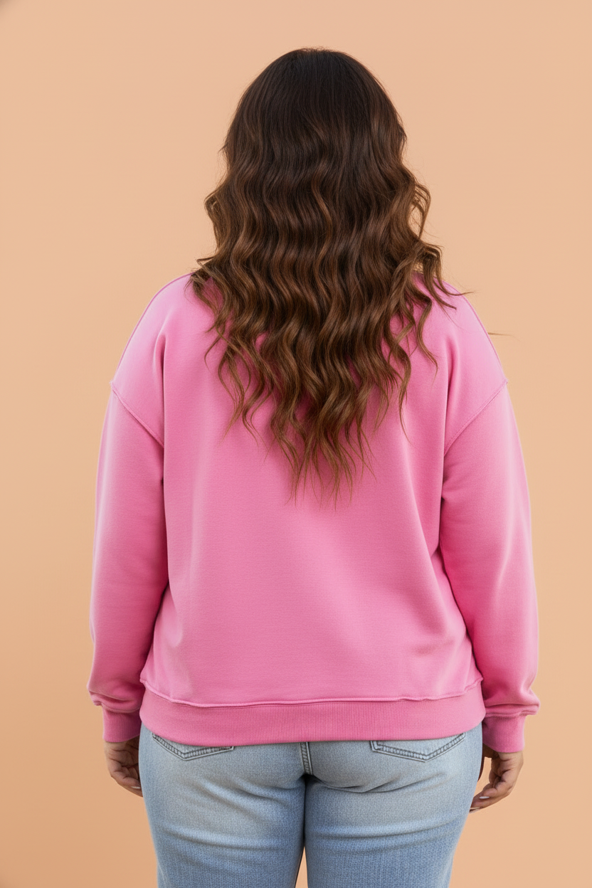 Plus Size Solid Reversible Exposed Seam Sweatshirt