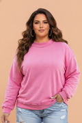 Plus Size Solid Reversible Exposed Seam Sweatshirt