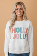 Christmas HOLLY JOLLY Gingham Patchwork Sweatshirt
