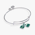 Alex and Ani Barbie Pickleball charm bangle in silver with green glitter paddle charm