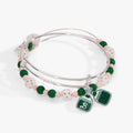 Barbie pickleball bangle set of 2 featuring an enamel pickleball bead and a pickleball paddle charm.