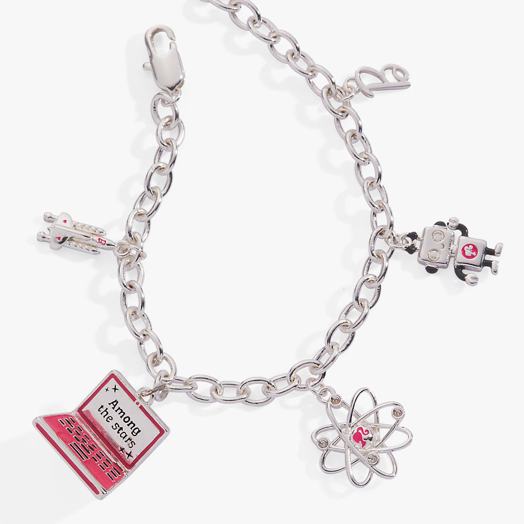 Barbie™ STEM Charm Bracelet Silver Tone Playful Science Jewelry