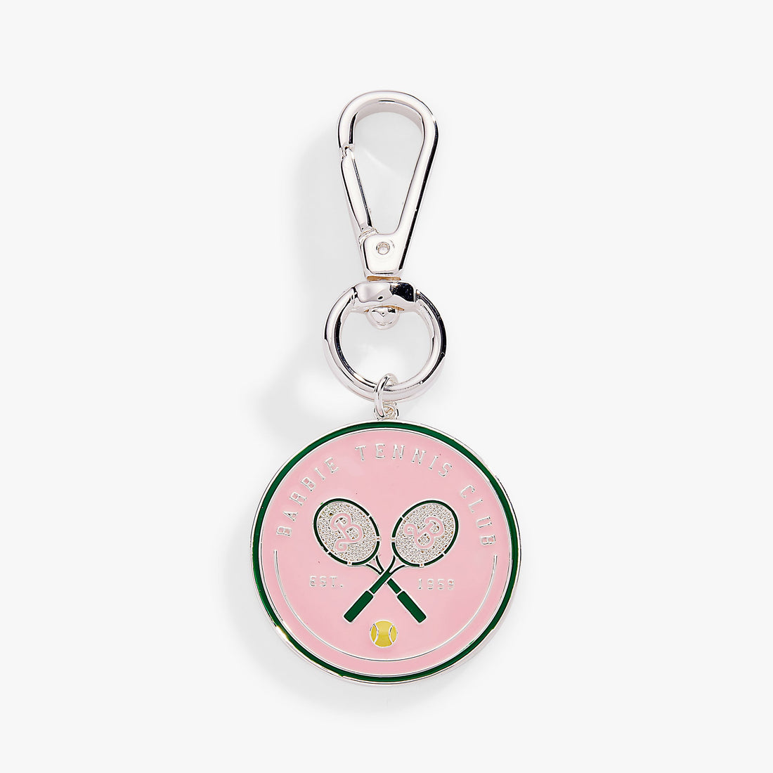 Barbie™ Tennis Bag Charm in Pink and Green with Racquet Motif