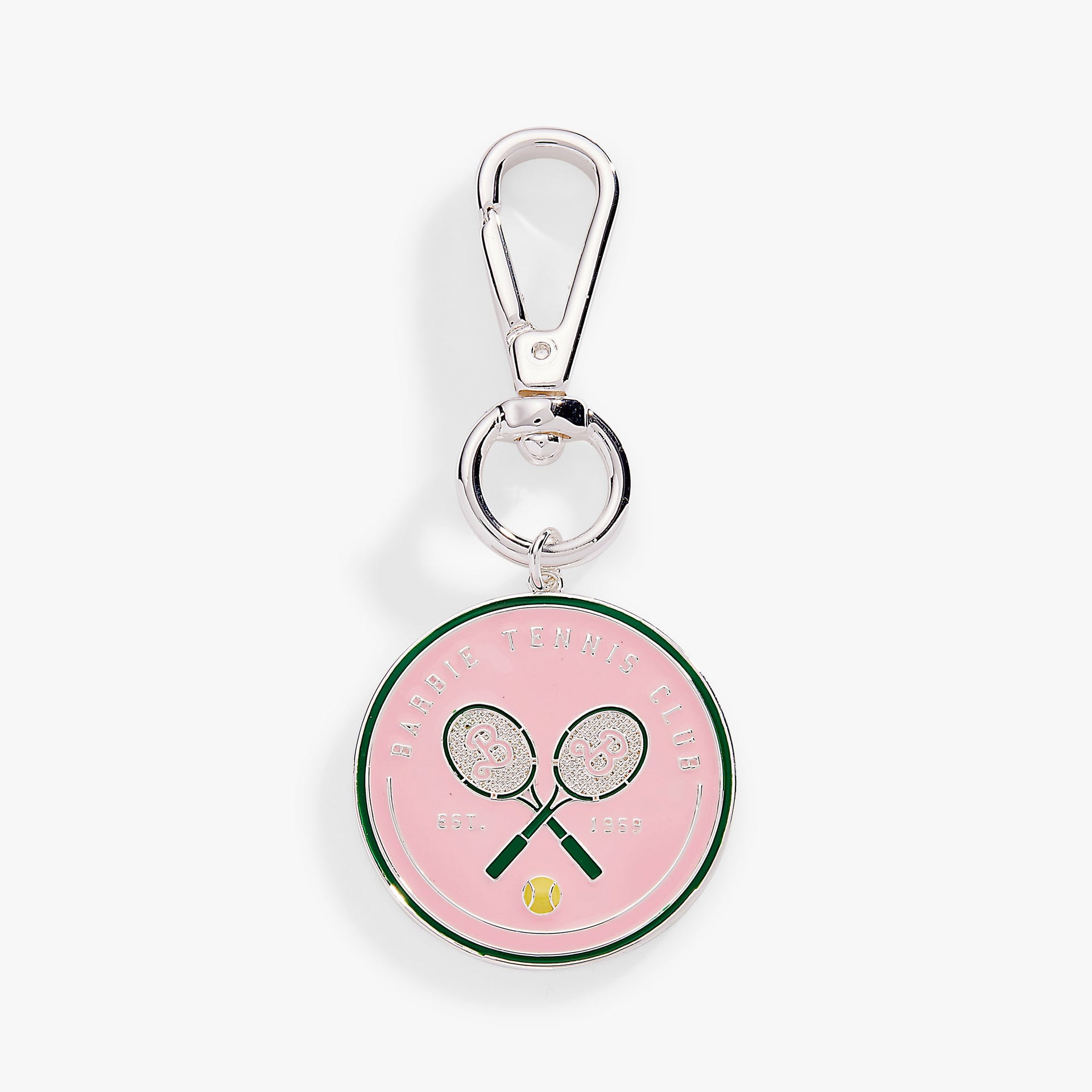 Barbie™ Tennis Bag Charm in Pink and Green with Racquet Motif