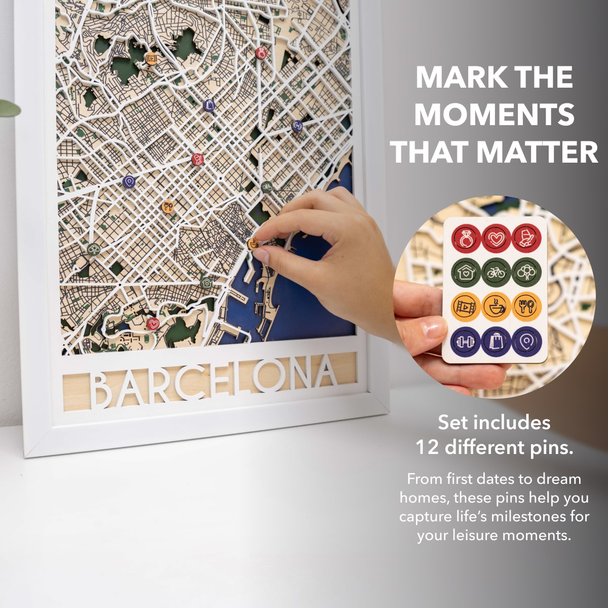 3D Barcelona City Map Wood Wall Decor - Artistic Catalan Gift