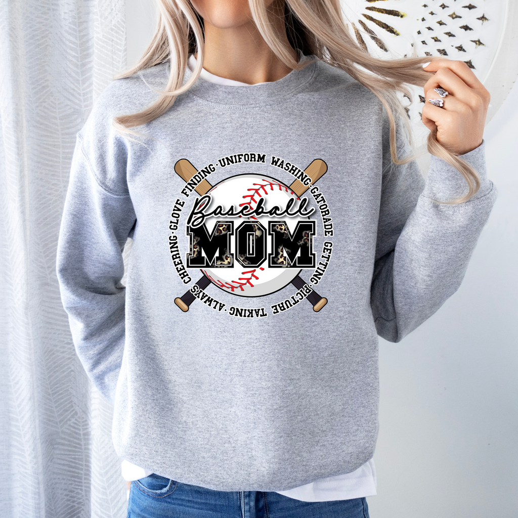 Baseball or Softball Mom Crossed Bats Tee OR Sweatshirt