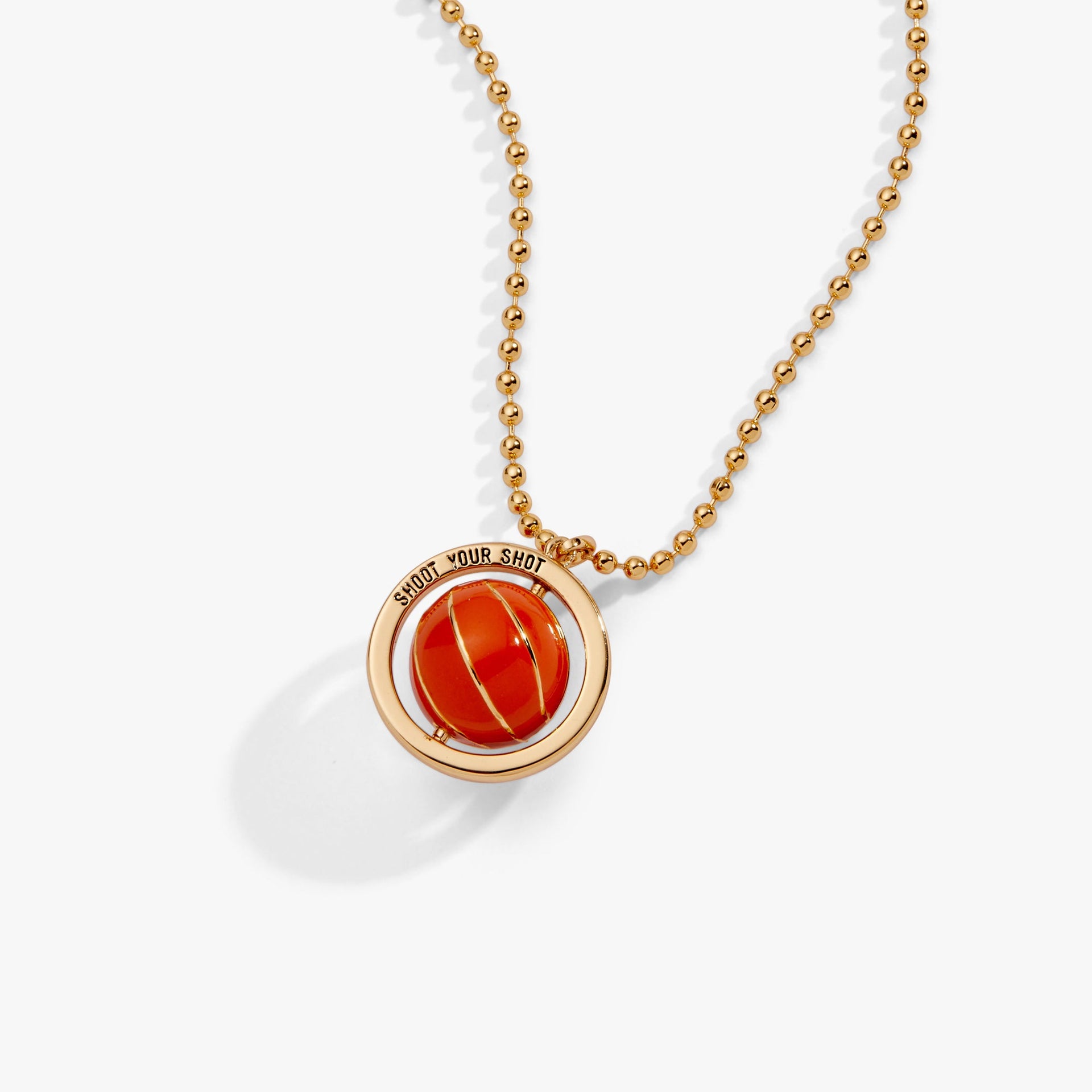 Gold and Orange Basketball Spinner Pendant Streetwear Necklace