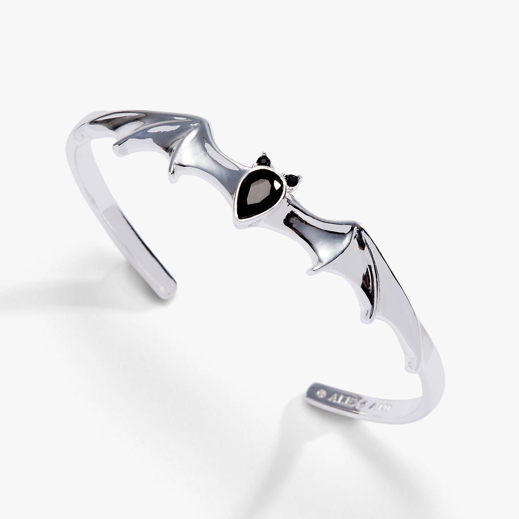 Crystal Bat Cuff in Gold and Black Gothic Statement Jewelry