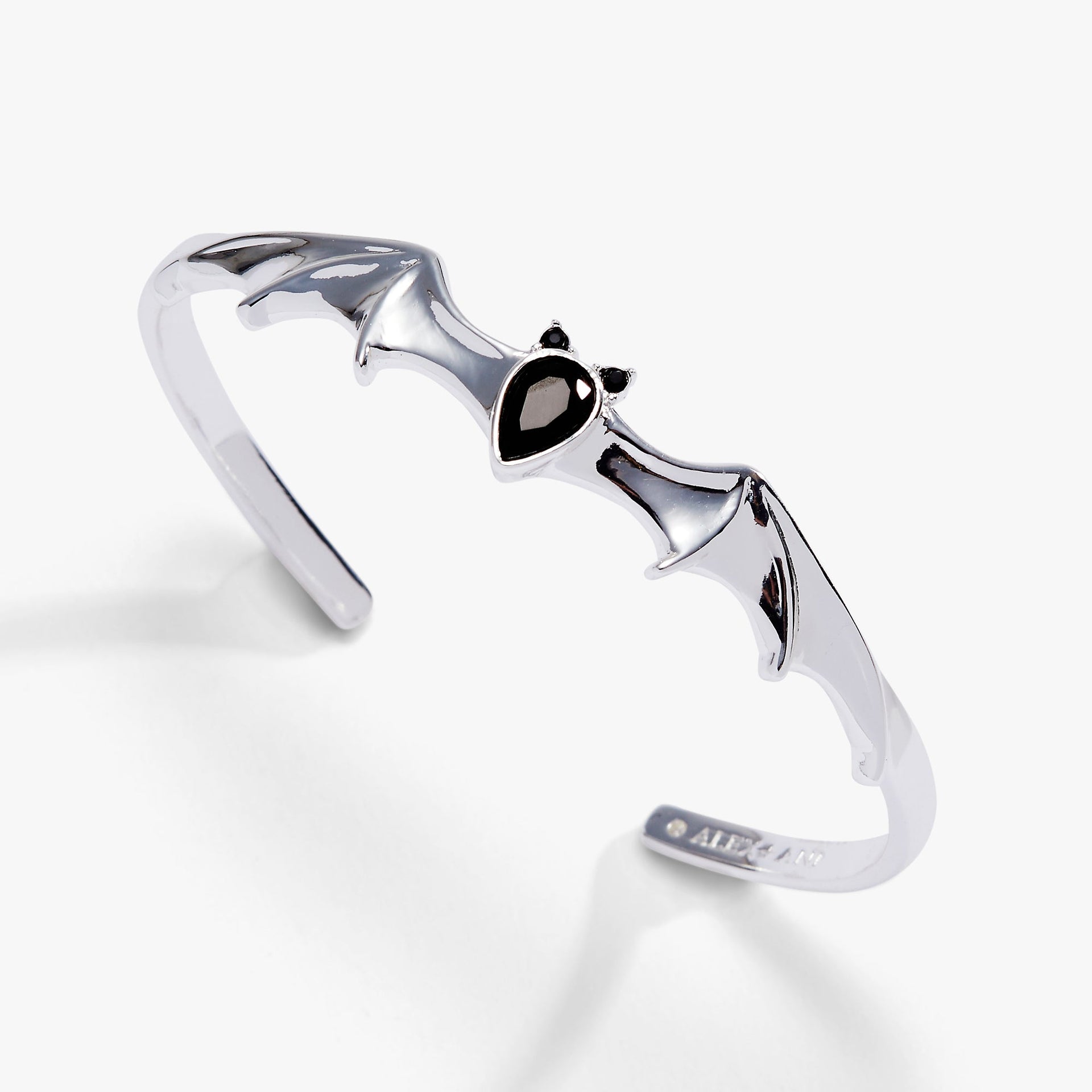 Crystal Bat Cuff in Gold and Black Gothic Statement Jewelry