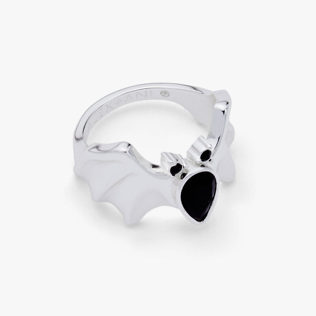 Crystal Bat Statement Ring in Gold and Black for Gothic Style