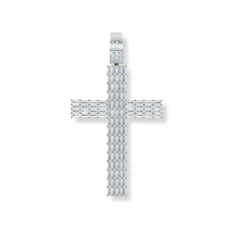 Baguette Silver Cross Pendant