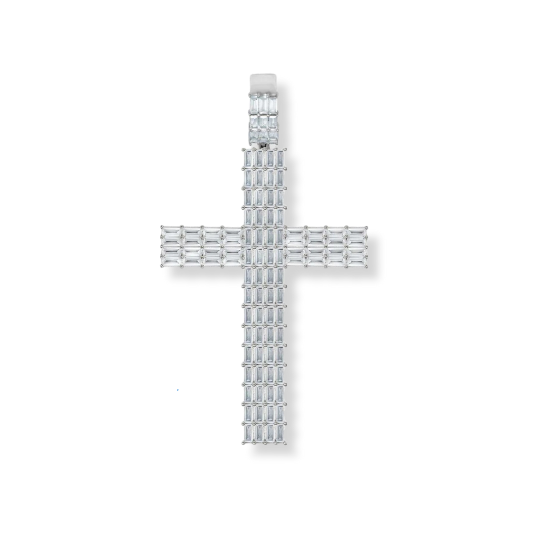 Baguette Silver Cross Pendant