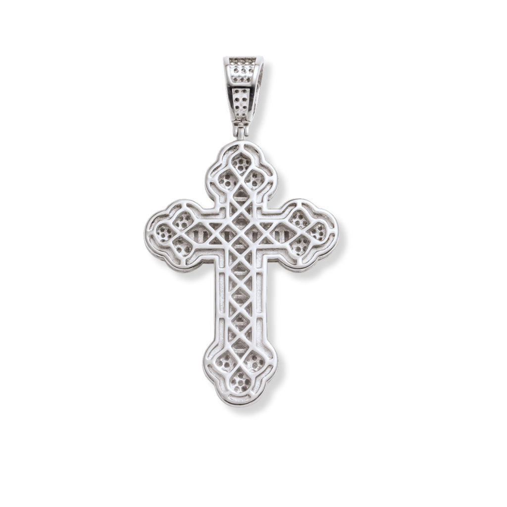 Moissanite Cross Pendant – 925 Silver Iced Baguette Jewelry