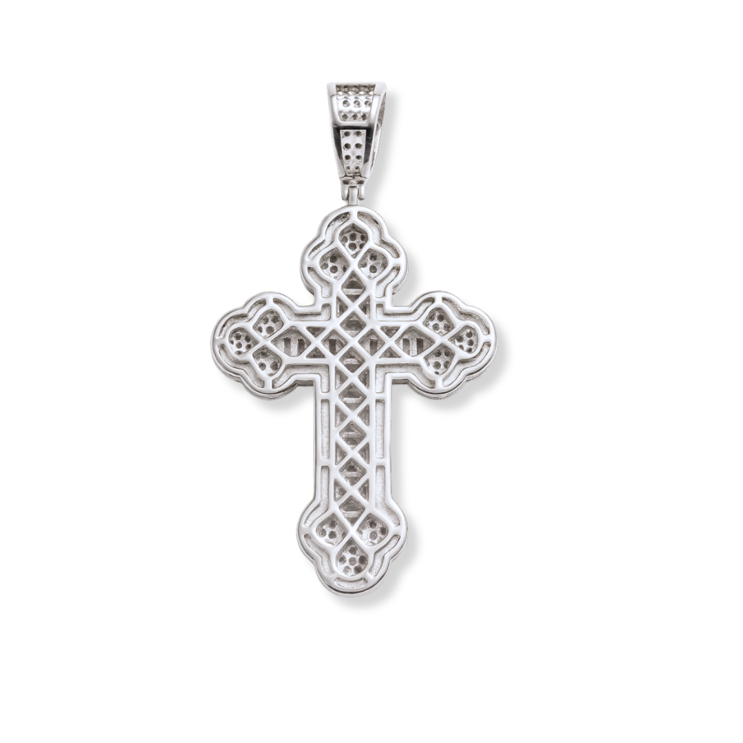 Moissanite Cross Pendant – 925 Silver Iced Baguette Jewelry