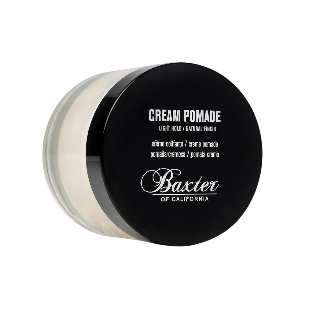 Baxter of California Cream Pomade for Men offering a natural finish and light hold in a container