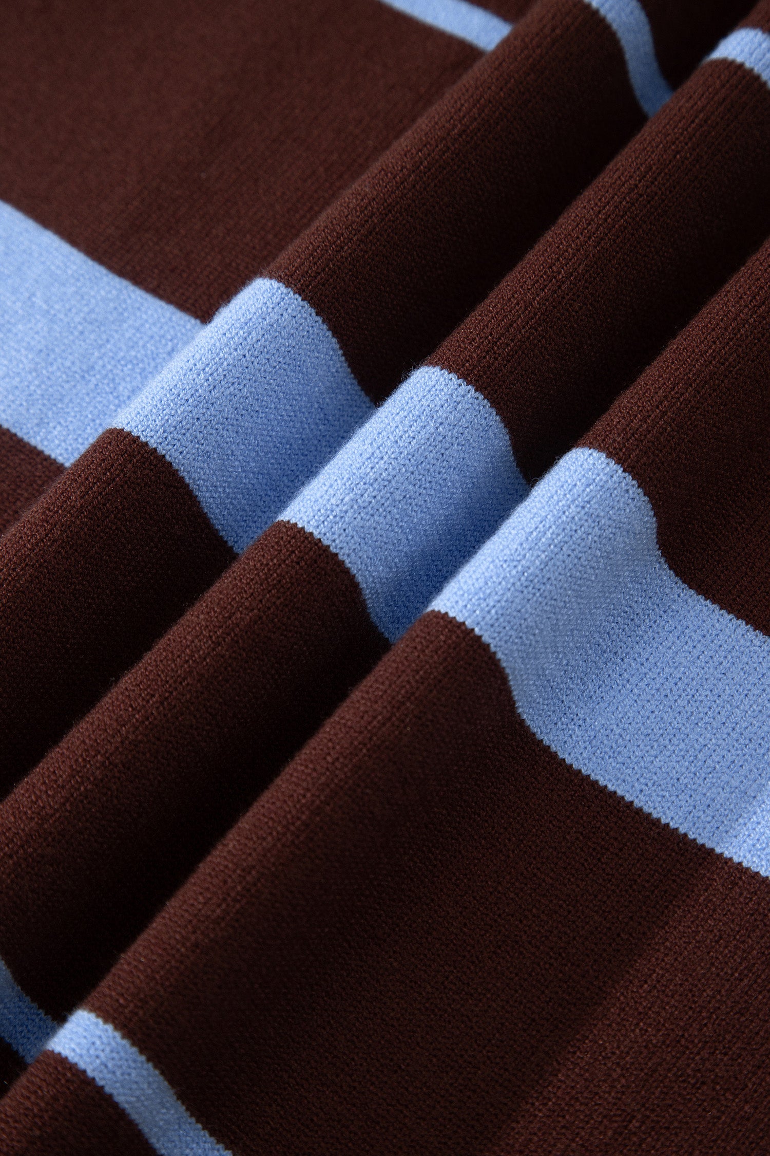 Striped Short Sleeve Knit Top in Brown and Light Blue