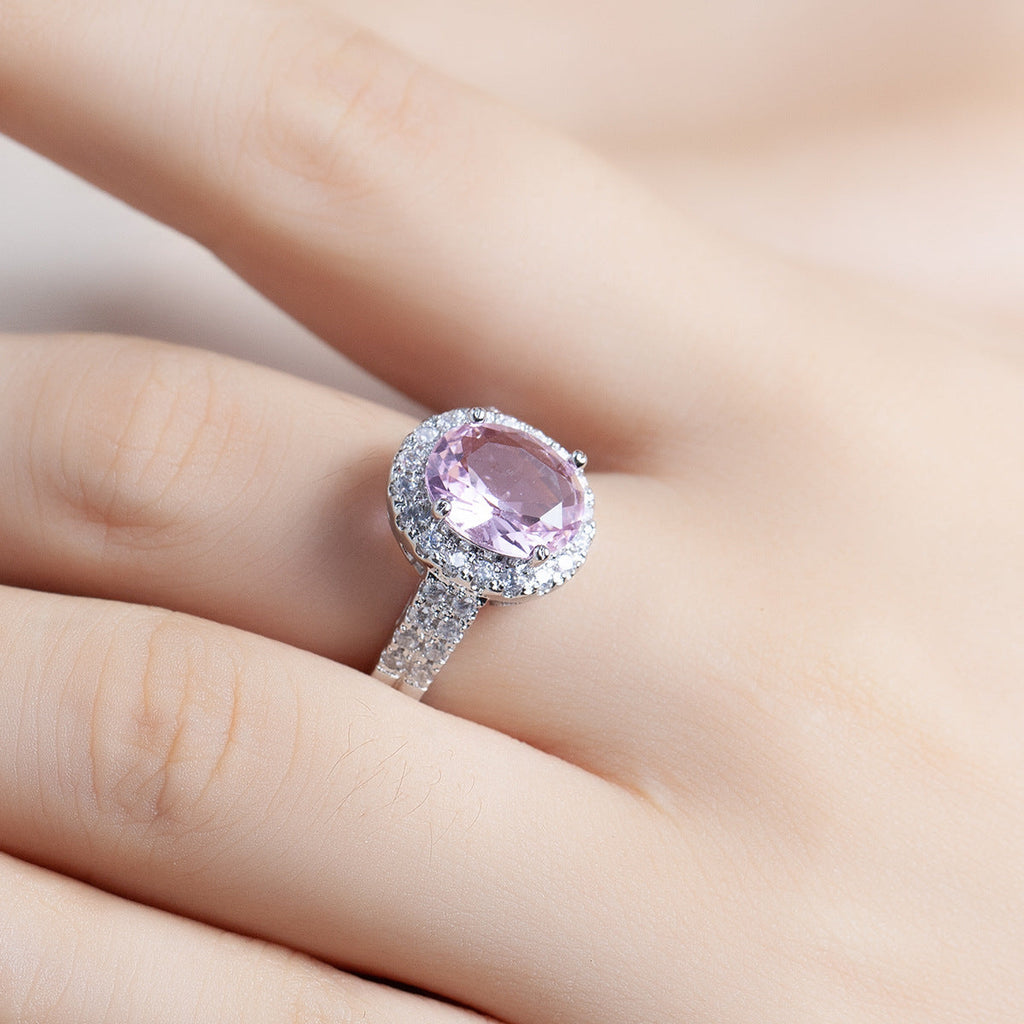 New Oval Cut  Crystal & Zircon Ring, European Style  Zircon Engagement Jewelry For Women